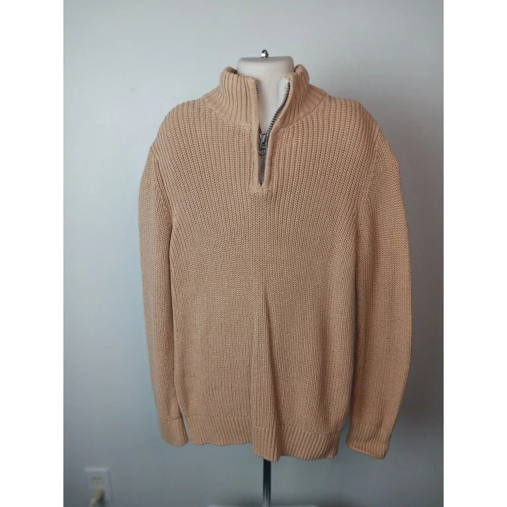 The Childrens Place  Boys Size Medium (7/8) Pullover 1/4 Zip Sweater Fur Collar